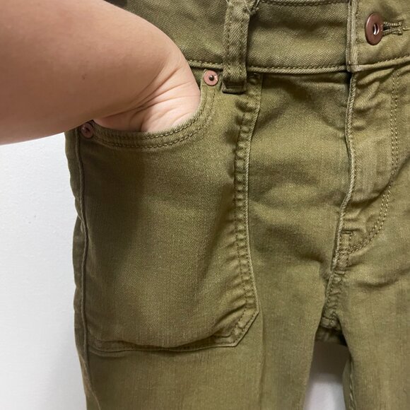 Anthropologie Army Green Moto Zippered High-Rise Denim Leggings Sz 26 Petite - Picture 6 of 16